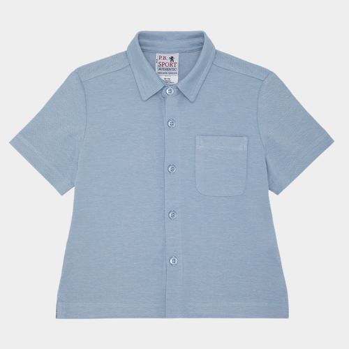 Camisa Infantil Masculina Manga Curta Malha com Bolso - AZUL BEBE