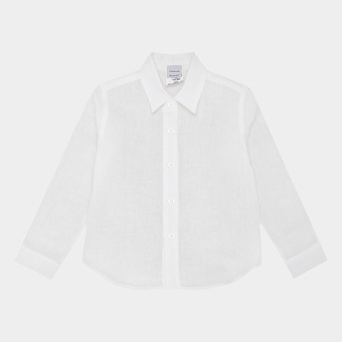 Camisa Infantil Masculina Manga Longa Puro Linho - BRANCO