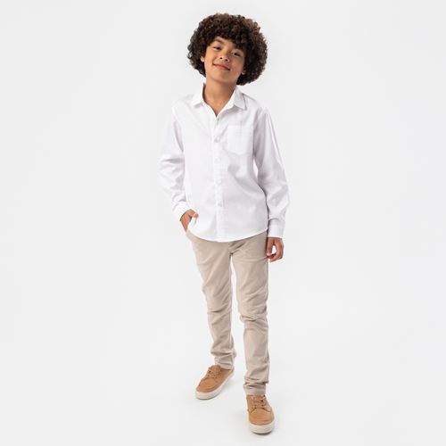 Calça Chino Infantil Masculina com Bolso - KAKI