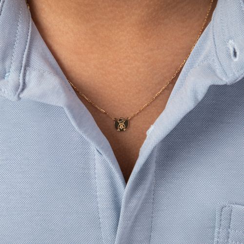Escapulário Infantil Cartier Anjo e Oração 40 cm Ouro 18k - UNICO