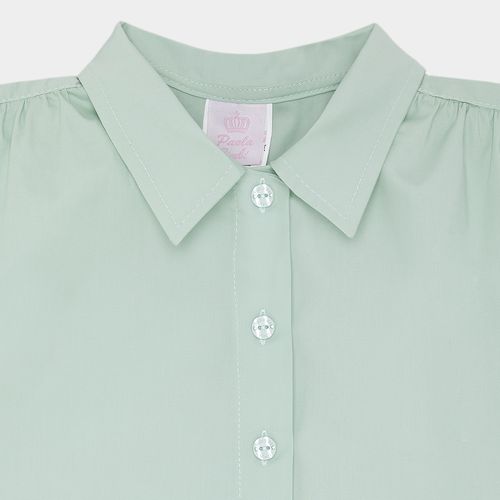 Bata Infantil Feminina Manga Cavada Tricoline Fio 50 - VERDE