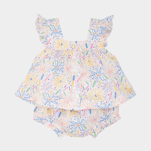 Conjunto de Bebê Feminino Fustão Fio 60 Estampa Expressar - BRANCO