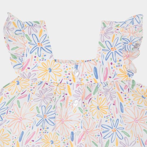 Conjunto de Bebê Feminino Fustão Fio 60 Estampa Expressar - BRANCO