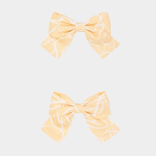 Conjunto de Laços de Cabelo Infantil Estampado - AMARELO