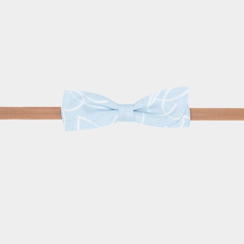 Faixa de Cabelo Bebê Laço Estampado Fustão - AZUL  CLARO