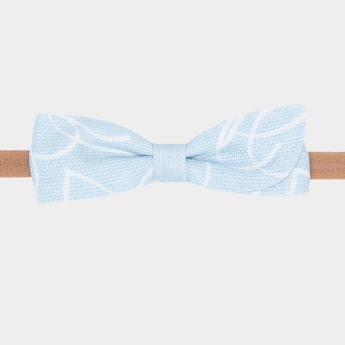 Faixa de Cabelo Bebê Laço Estampado Fustão - AZUL  CLARO