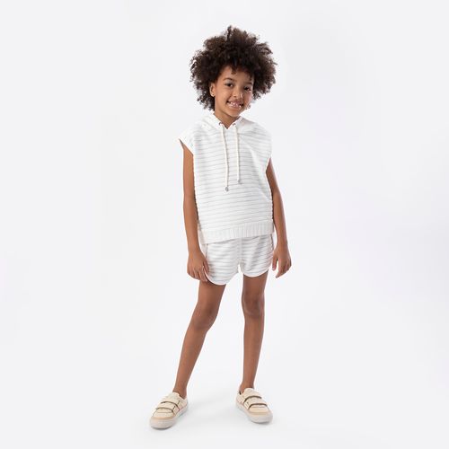 Conjunto Infantil Feminino Moletom Jacquard - OFF WHITE