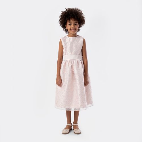 Vestido de Festa Infantil Feminino com Tule Bordado - ROSA