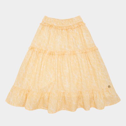 Saia Infantil Feminina Midi Fustão Fio 60 Estampa Criar - AMARELO