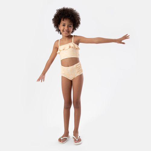 Biquíni Infantil Feminino Calcinha Hot Pants com Proteção UV50+ Estampa Criar - AMARELO