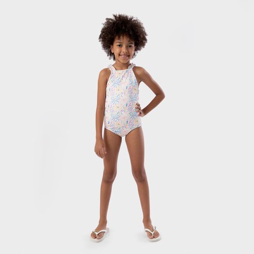 Maiô Infantil Feminino com Proteção UV50+ Estampa Expressar - ESTAMPADO