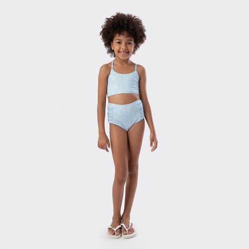 Biquíni Infantil Feminino Calcinha Hot Pants com Proteção UV50+ Estampa Criar - AZUL