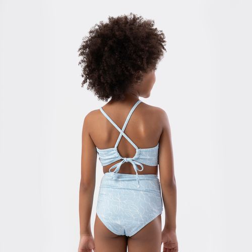 Biquíni Infantil Feminino Calcinha Hot Pants com Proteção UV50+ Estampa Criar - AZUL