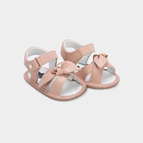 Sandália de Bebê Feminina Couro Metalizado com Laço - FLORAL