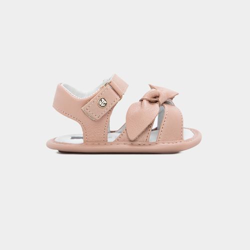 Sandália de Bebê Feminina Couro Metalizado com Laço - FLORAL