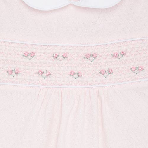 Macacão de Bebê Feminino Longo Dadinho Bordado Rococó - ROSA BEBE
