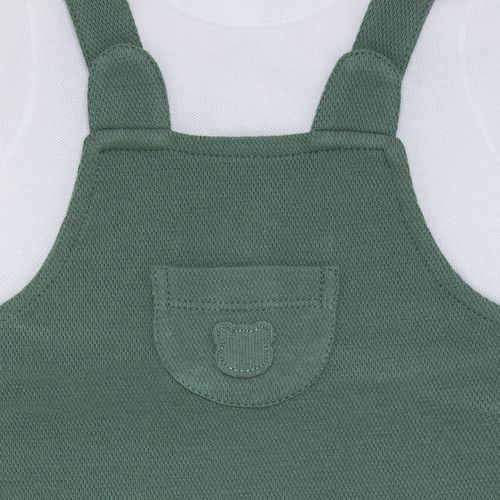 Macacão de Bebê Masculino Longo Piquet com Jardineira - VERDE