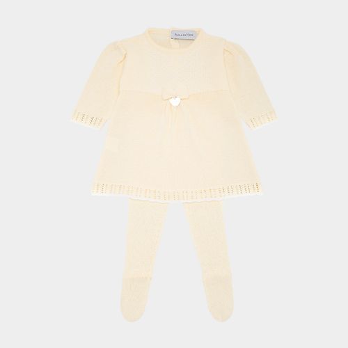 Saída de Maternidade Feminina Tricot Vestido Jacquard - AMARELO