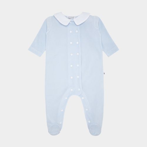 Macacão de Bebê Masculino Longo Plush com Abertura Dupla - AZUL BEBE