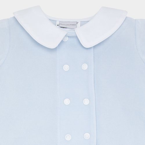 Macacão de Bebê Masculino Longo Plush com Abertura Dupla - AZUL BEBE