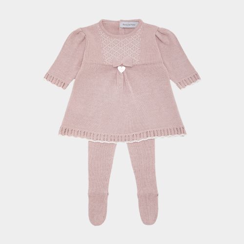 Saída de Maternidade Feminina Tricot Vestido Jacquard - ROSE
