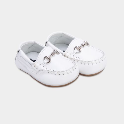 Mocassim de Bebê Masculino Couro Bridão - BRANCO