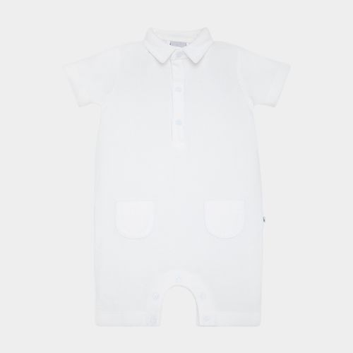 Macacão de Bebê Masculino Curto Atoalhado - OFF WHITE