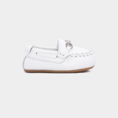Mocassim de Bebê Masculino Couro Bridão - BRANCO