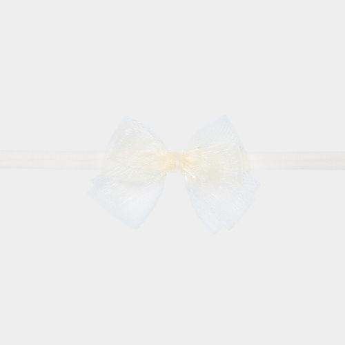 Faixa de Cabelo Bebê Laço Tule com Organza - NATURAL