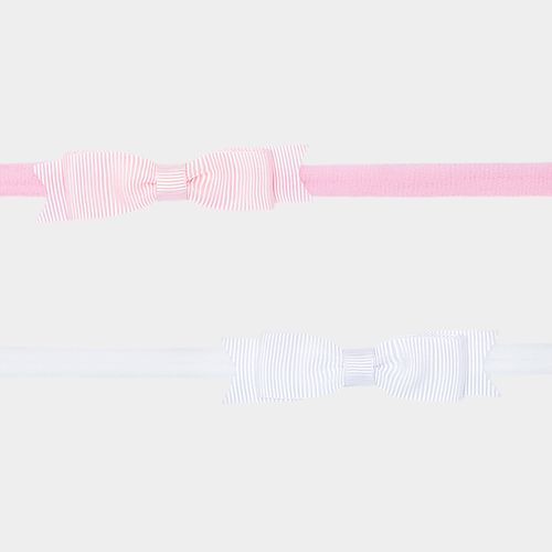 Kit com Faixas de Cabelo Bebê Laço - BRANCO/ROSA PASTEL