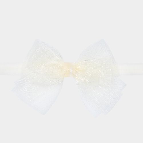 Faixa de Cabelo Bebê Laço Tule com Organza - NATURAL