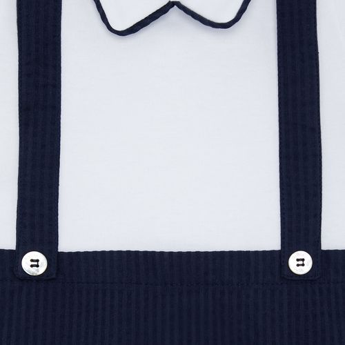 Romper de Bebê Masculino Suedine Algodão Egípcio com Jardineira - AZUL MARINHO