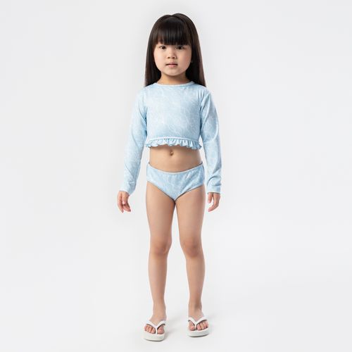 Biquíni de Bebê Feminino de Manga Longa com Proteção UV50+ Estampa Criar - AZUL