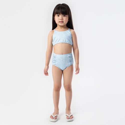 Biquíni de Bebê Feminino Calcinha Hot Pants Proteção UV50+ Estampa Criar - AZUL