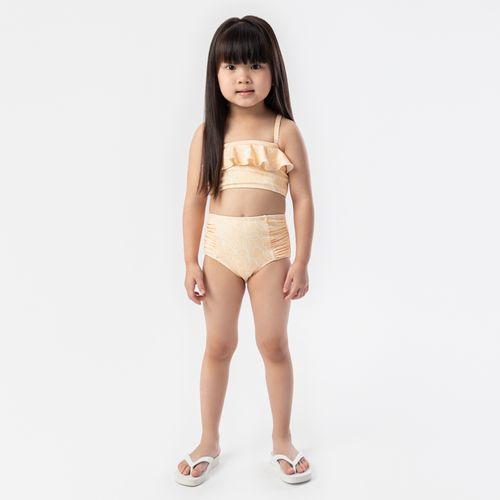 Biquíni de Bebê Feminino Calcinha Hot Pants com Proteção UV50+ Estampa Criar - AMARELO