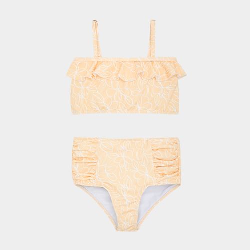 Biquíni de Bebê Feminino Calcinha Hot Pants com Proteção UV50+ Estampa Criar - AMARELO