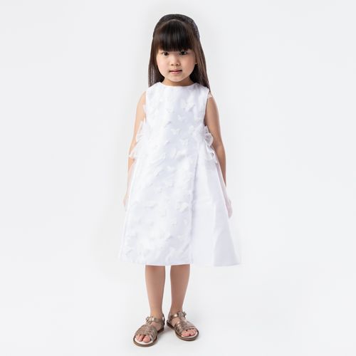 Vestido de Festa de Bebê Feminino Zibeline com Borboletas - BRANCO