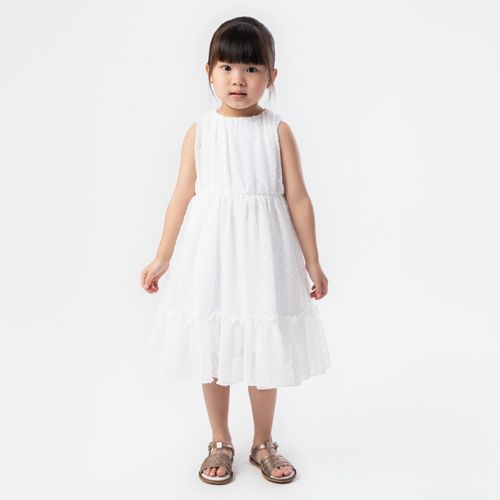 Vestido de Bebê Feminino Jacquard com Entremeio - BRANCO
