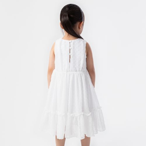 Vestido de Bebê Feminino Jacquard com Entremeio - BRANCO