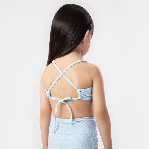 Biquíni de Bebê Feminino Calcinha Hot Pants Proteção UV50+ Estampa Criar - AZUL