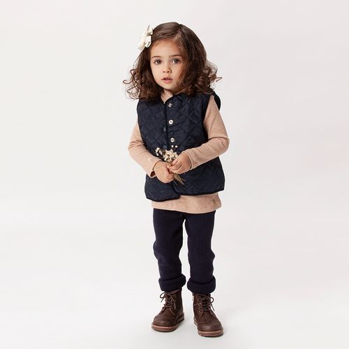 Legging de Bebê Feminina Tricot Canelado - AZUL MARINHO