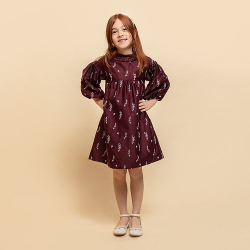 Vestido Infantil Feminino Cotton Fio 60 Bordado - BORDO