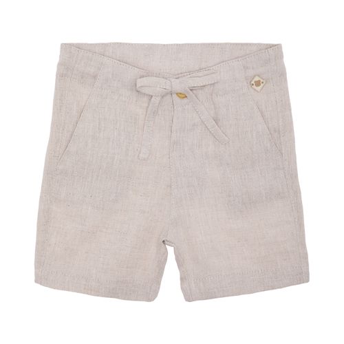 Bermuda de Bebê Masculina Puro Linho com Prega - NATURAL