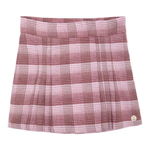Saia Infantil Feminina com Pregas Xadrez Flanelada - ROSA