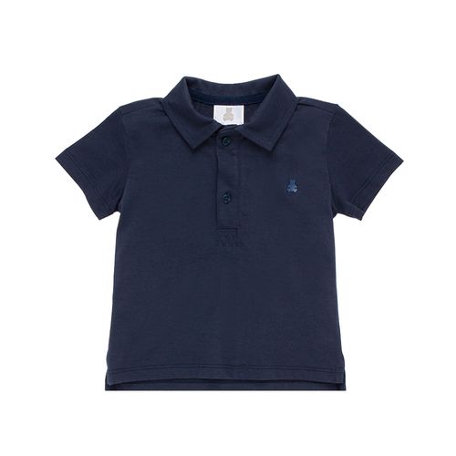 Camiseta Polo de Bebê Masculina Manga Curta Algodão Pima - AZUL MARINHO