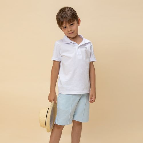 Bermuda Infantil Masculina Moletom Bio com Friso - AZUL BEBE