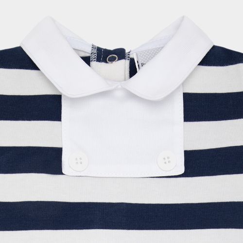 Macacão de Bebê Masculino Curto Listrado - AZUL MARINHO
