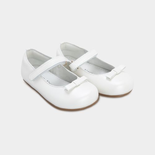 Sapato Boneca Toddler Feminino Couro Laço Duplo - BRANCO PEROLA