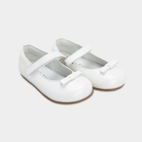 Sapato Boneca Infantil Feminino Couro Laço Duplo - BRANCO