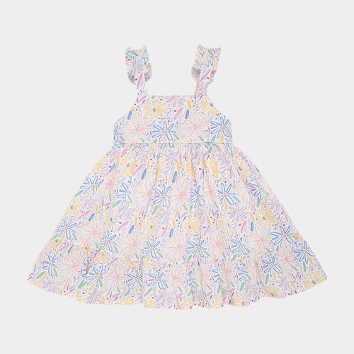 Vestido de Bebê Feminino Fustão Fio 60 Estampa Expressar - BRANCO
